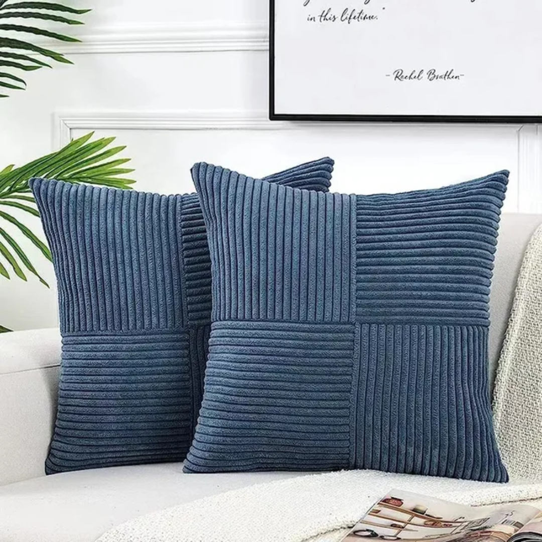 Bello Corduroy Cushion Cover | Soft Ribbed Velvet, Hidden Zipper