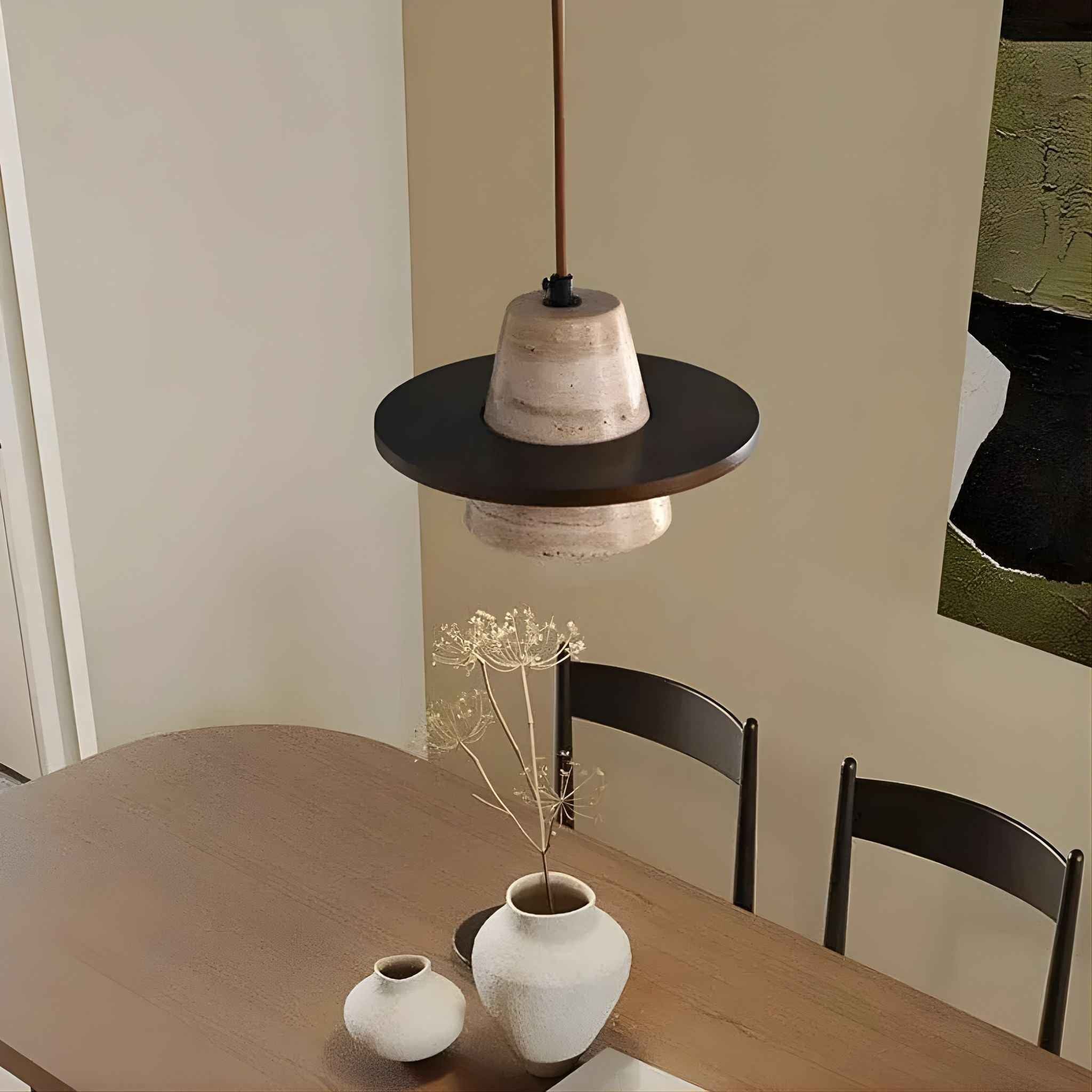 Bela Pendant Lamp | Japandi Style, Wood & Travertine