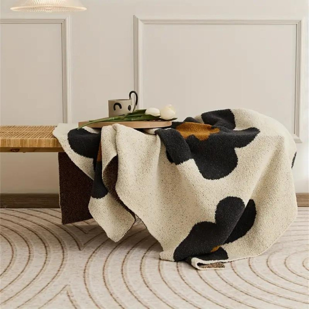 Bela Chenille Plaid Blanket | Floral Design, Soft Velvet