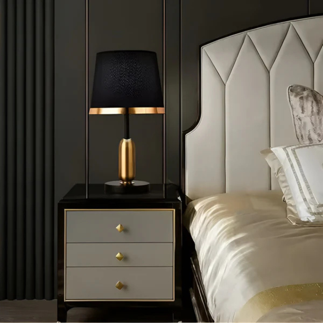 Bela Vintage Table Lamp | Black & Gold Accent Light, Soft Ambient Glow