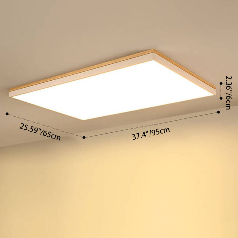 Contemporary Minimalist Solid Wood and Acrylic Square LED Flush Mount Ceiling Light for Living Room