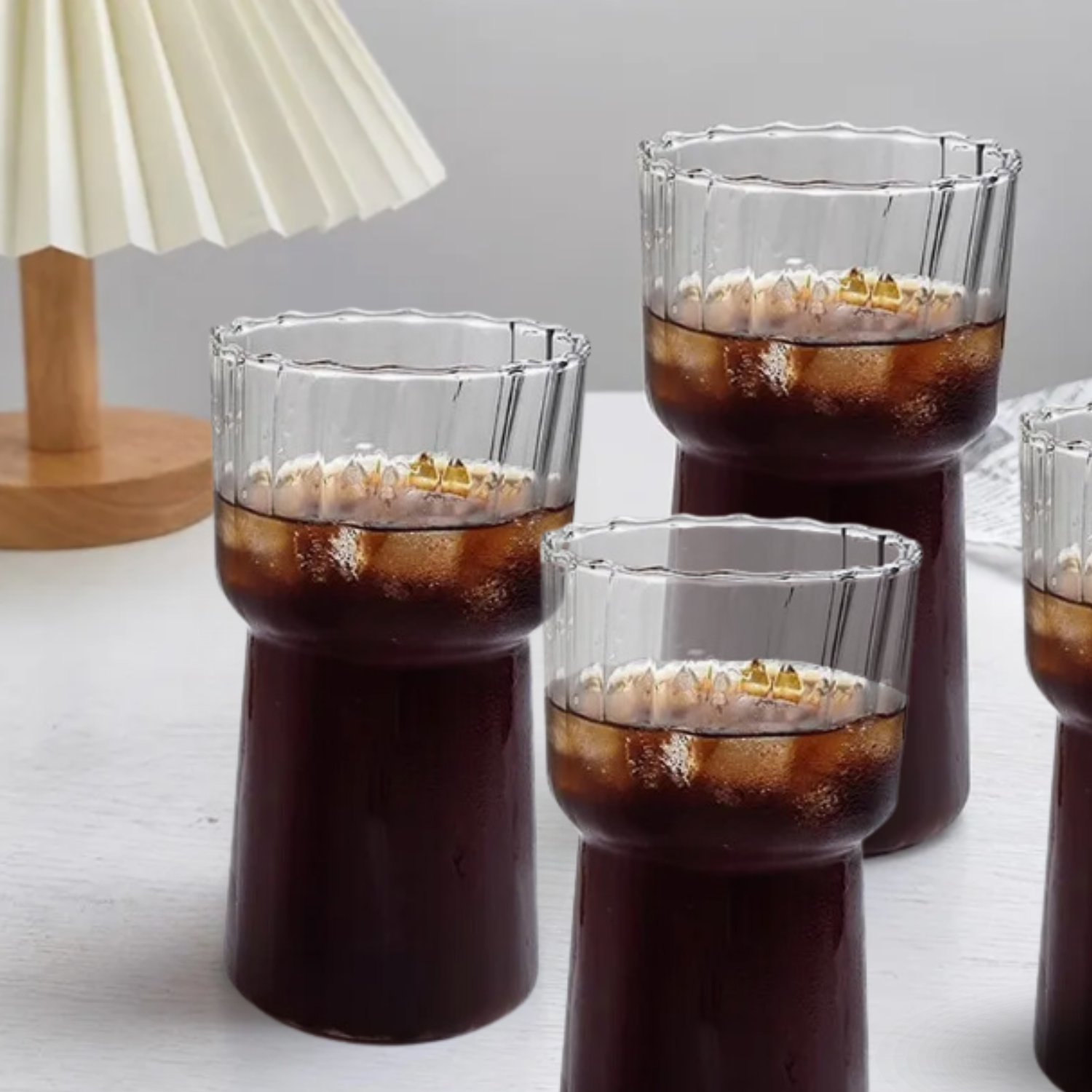 Bela High Striped Glasses Set | Thick Glass, 590ml Capacity