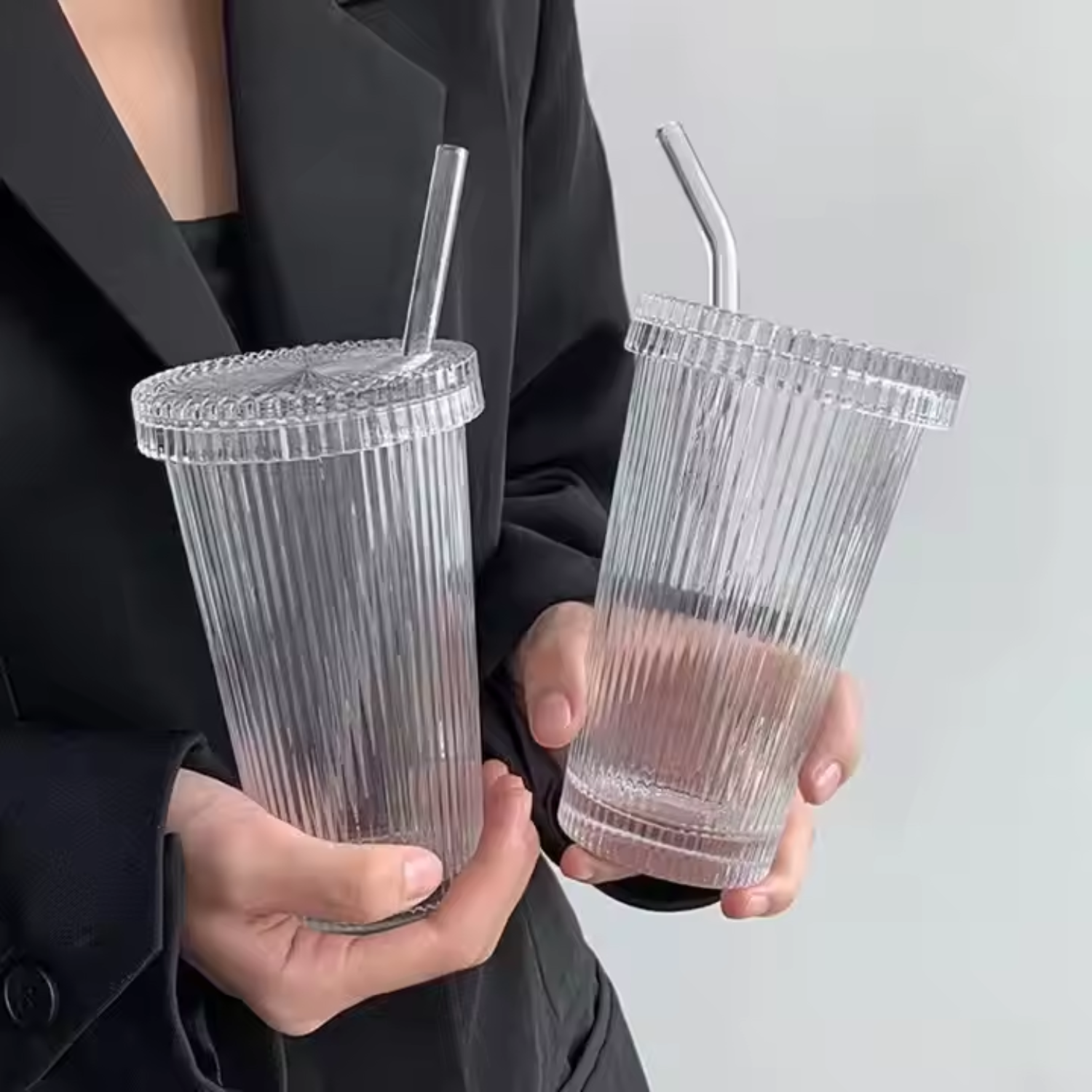 Belo Glass Set | 380ml with Lid and Straw, Durable Design