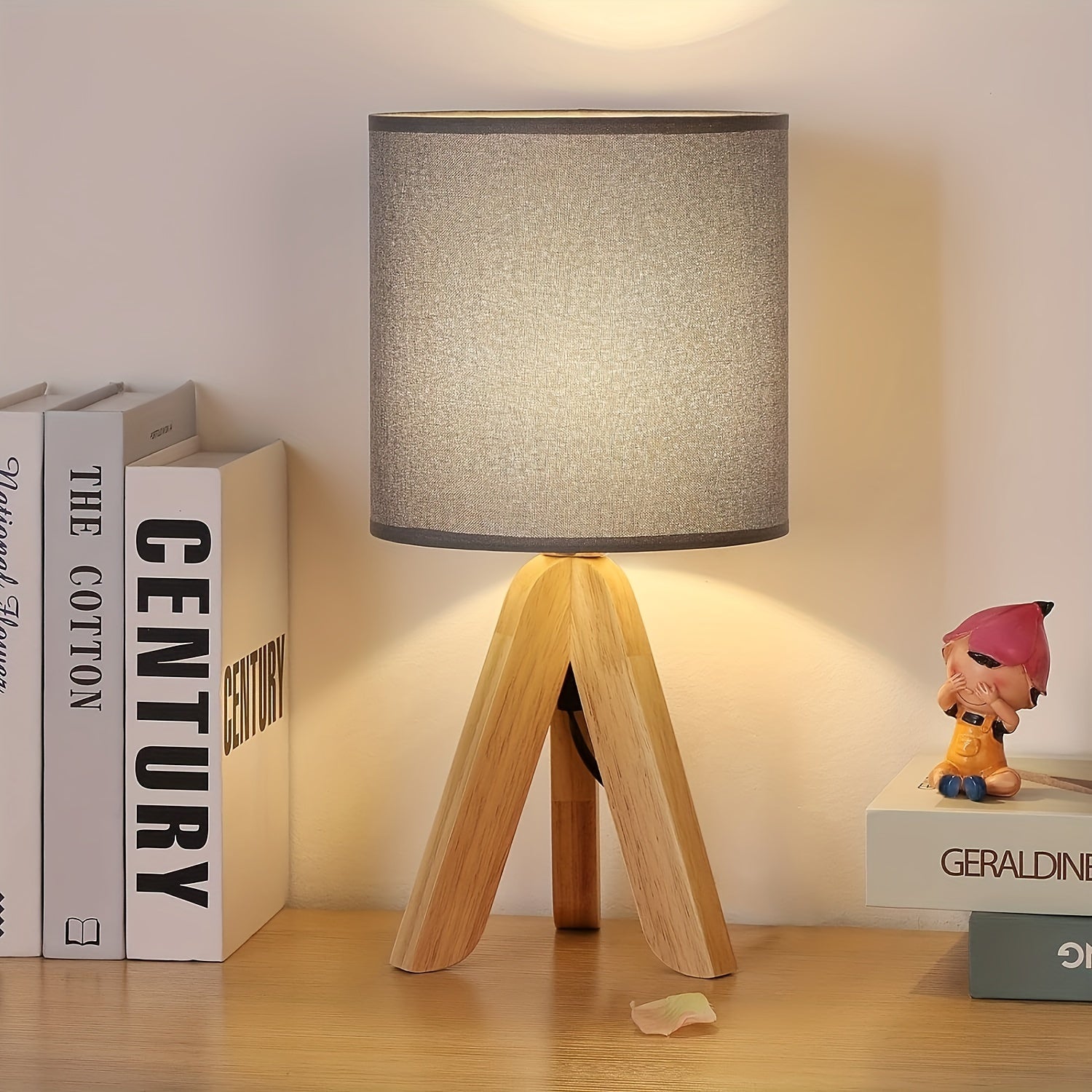 Beneva Tripod Table Lamp | Wooden Base, Fabric Shade