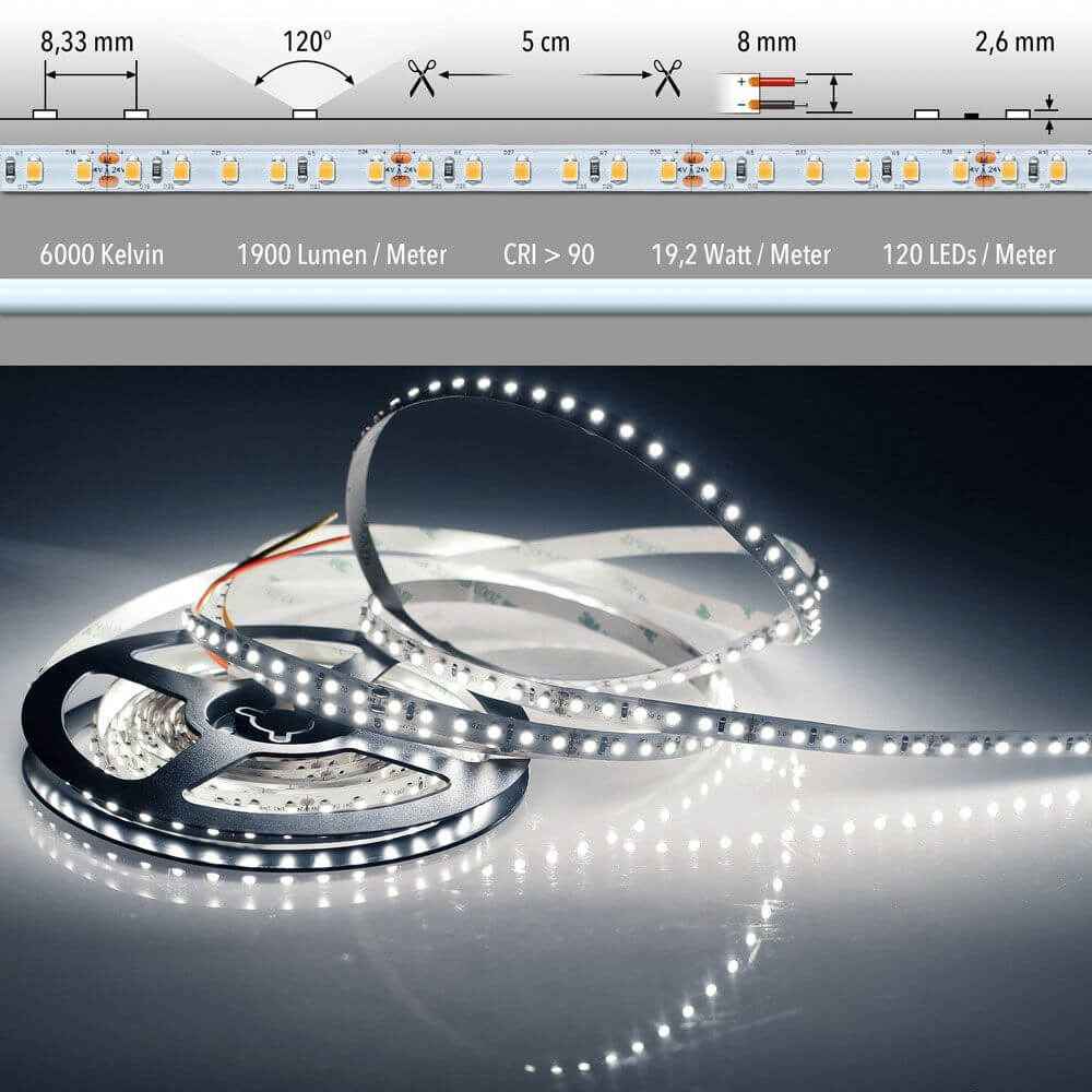Bello LED Strip | 5m Cold White, IP63 Waterproof, Easy Install