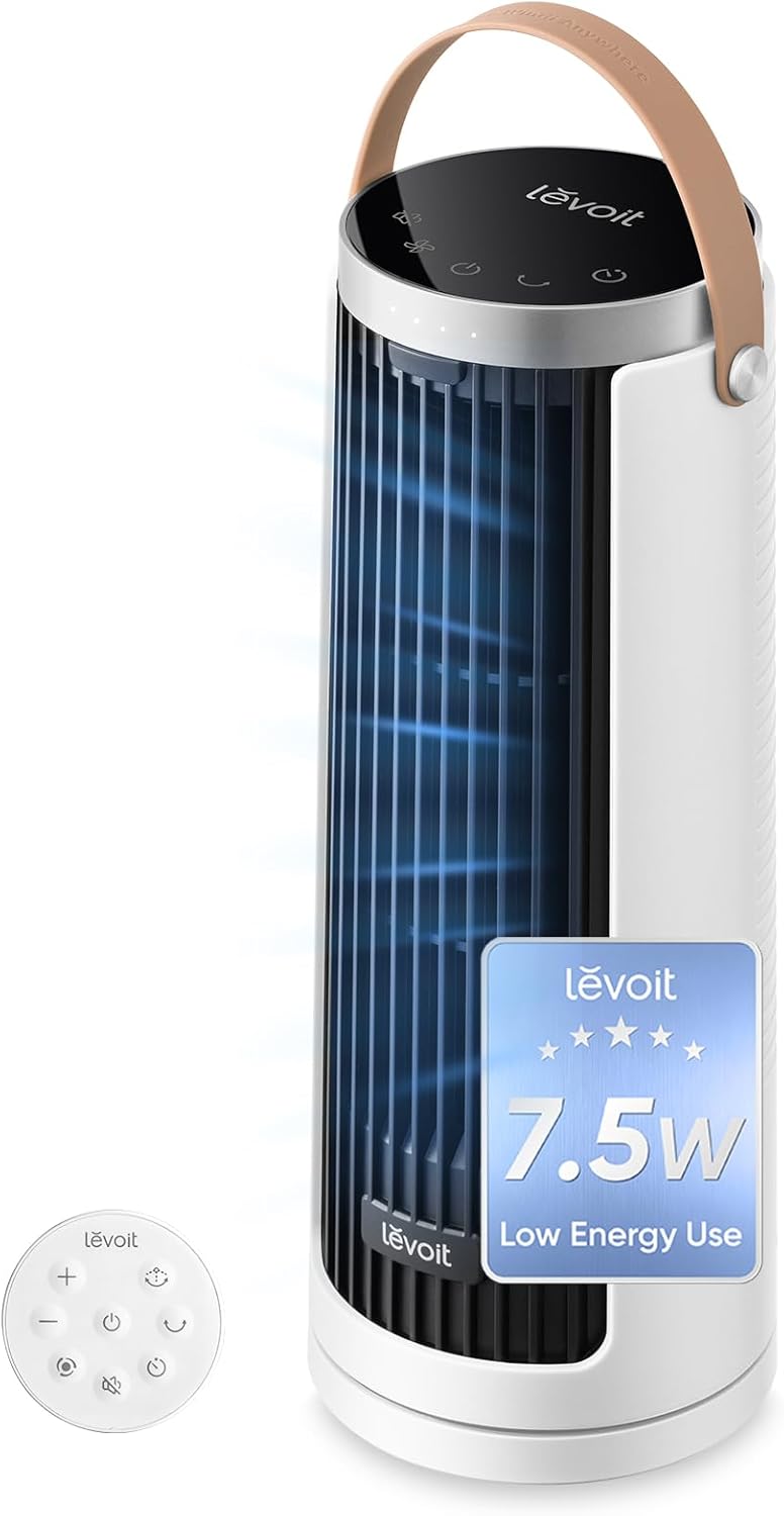 Breezy Tower Fan  Quiet 5-Speed Oscillating with Remote