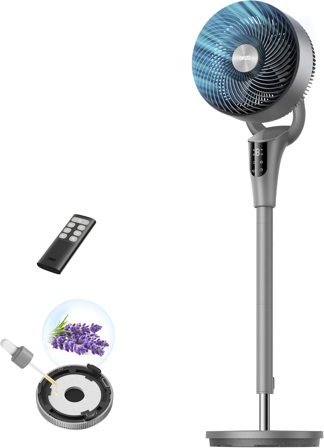 BreezeMax Oscillating Fan 90° Tilt, 20dB Quiet, 8 Speeds