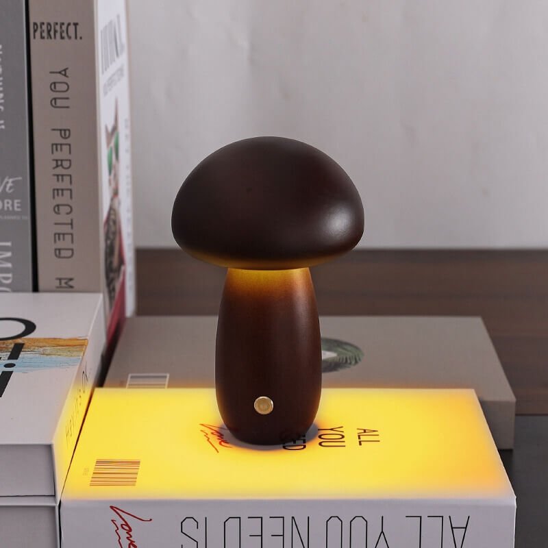 Boreal Mushroom Lamp | Natural Wood, Touch Control Dimming