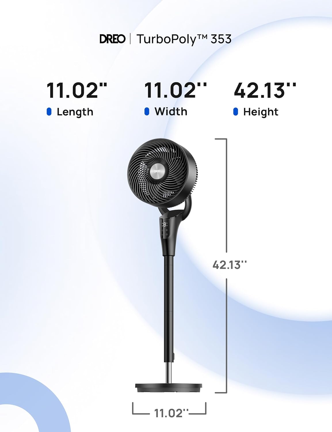 BreezeMax Oscillating Fan 90° Tilt, 20dB Quiet, 8 Speeds