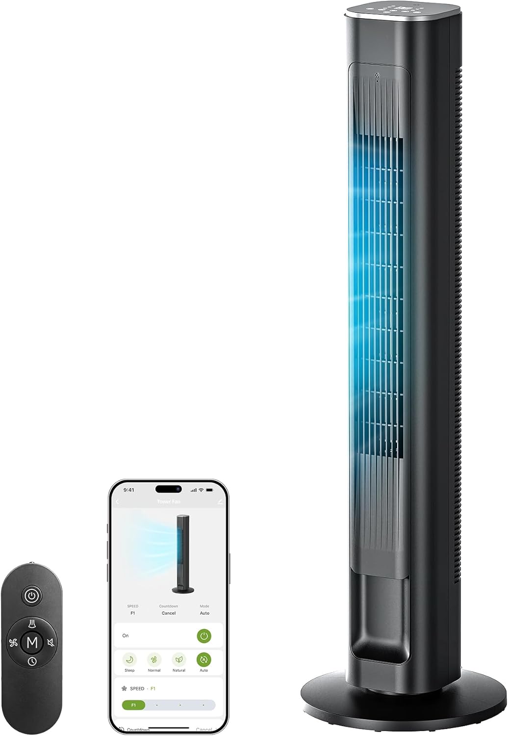 Cendre Smart Tower Fan | WiFi, Alexa & Google, 25dB Quiet, 90° Oscillation