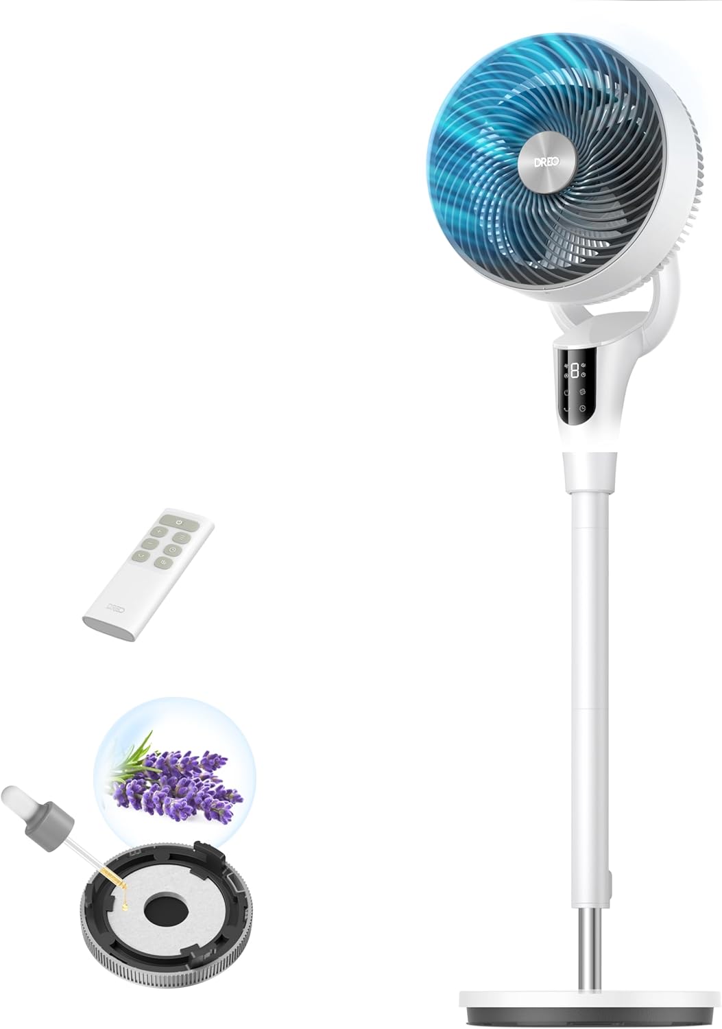 BreezeMax Oscillating Fan 90° Tilt, 20dB Quiet, 8 Speeds