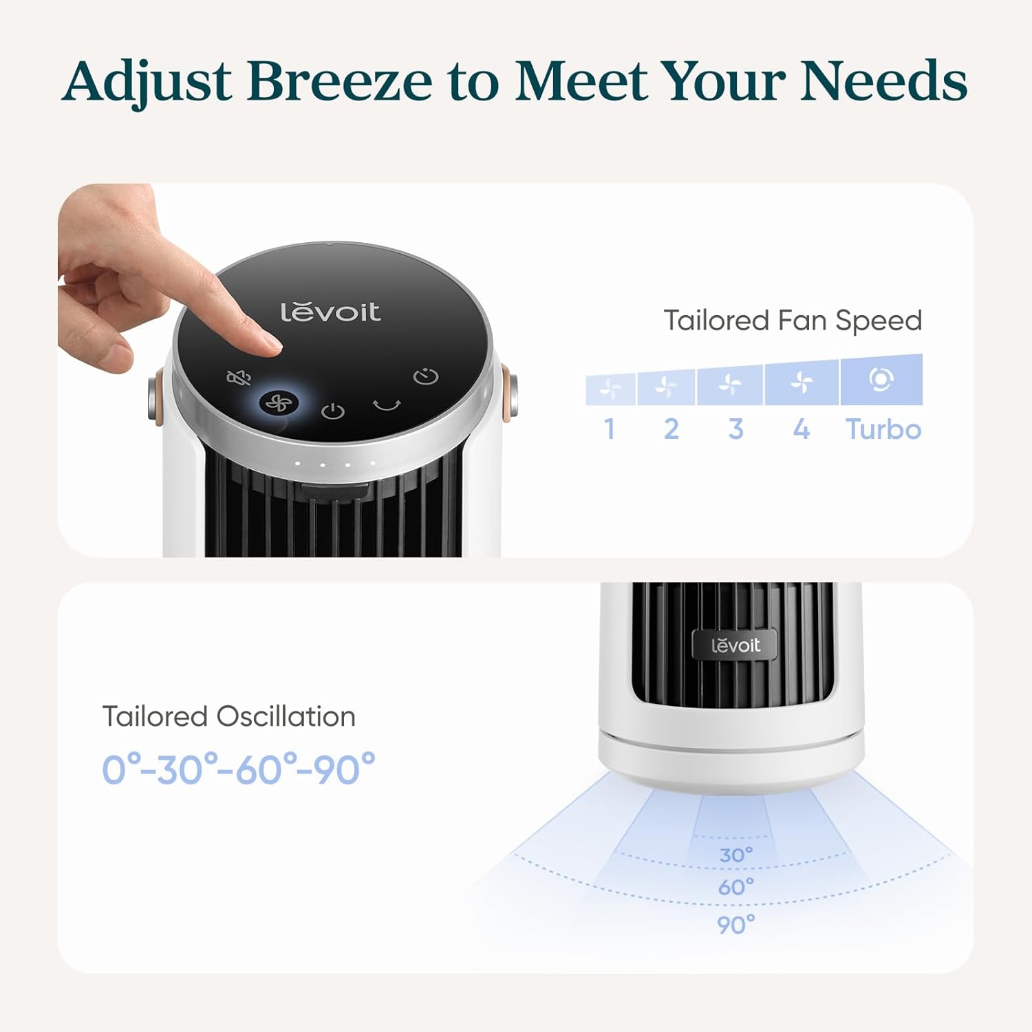 Breezy Tower Fan  Quiet 5-Speed Oscillating with Remote
