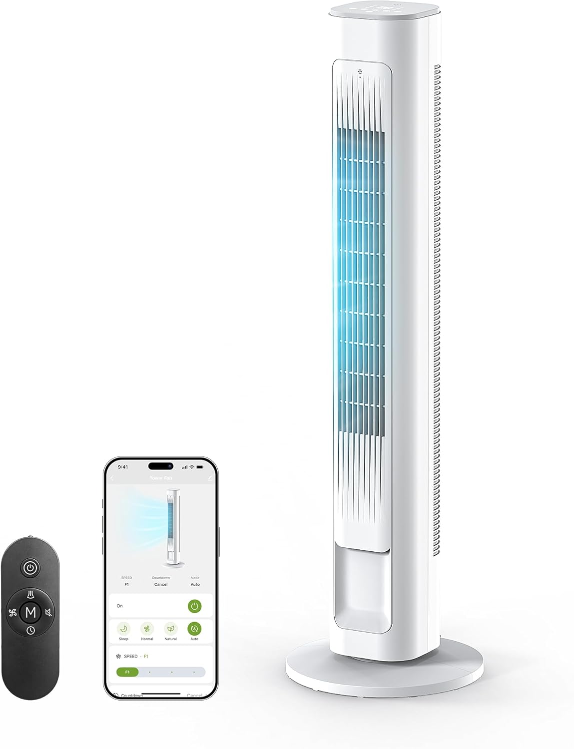 Cendre Smart Tower Fan | WiFi, Alexa & Google, 25dB Quiet, 90° Oscillation