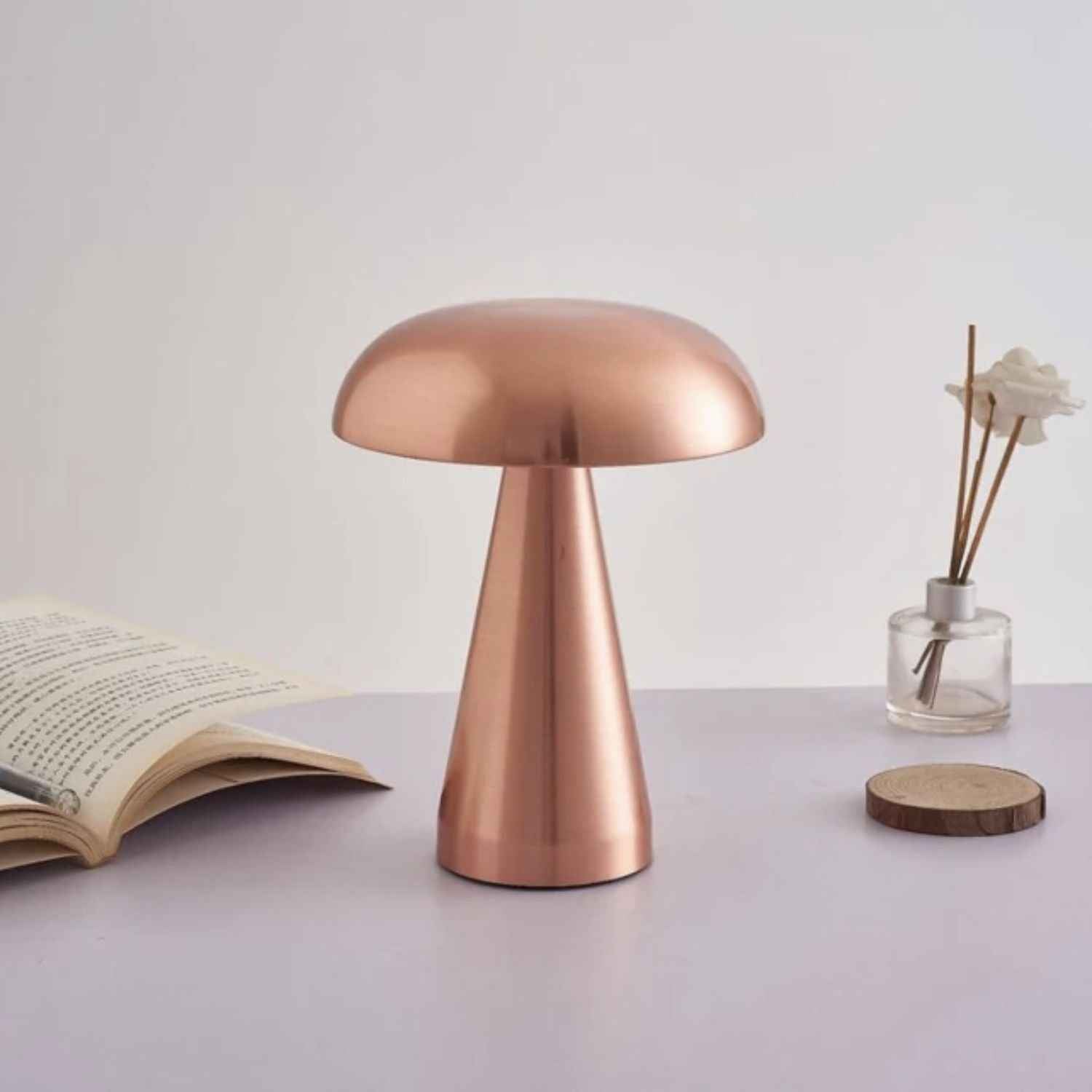 Aurora – Rose Gold Modern Rechargeable LED Table Lamp - Cendre Home