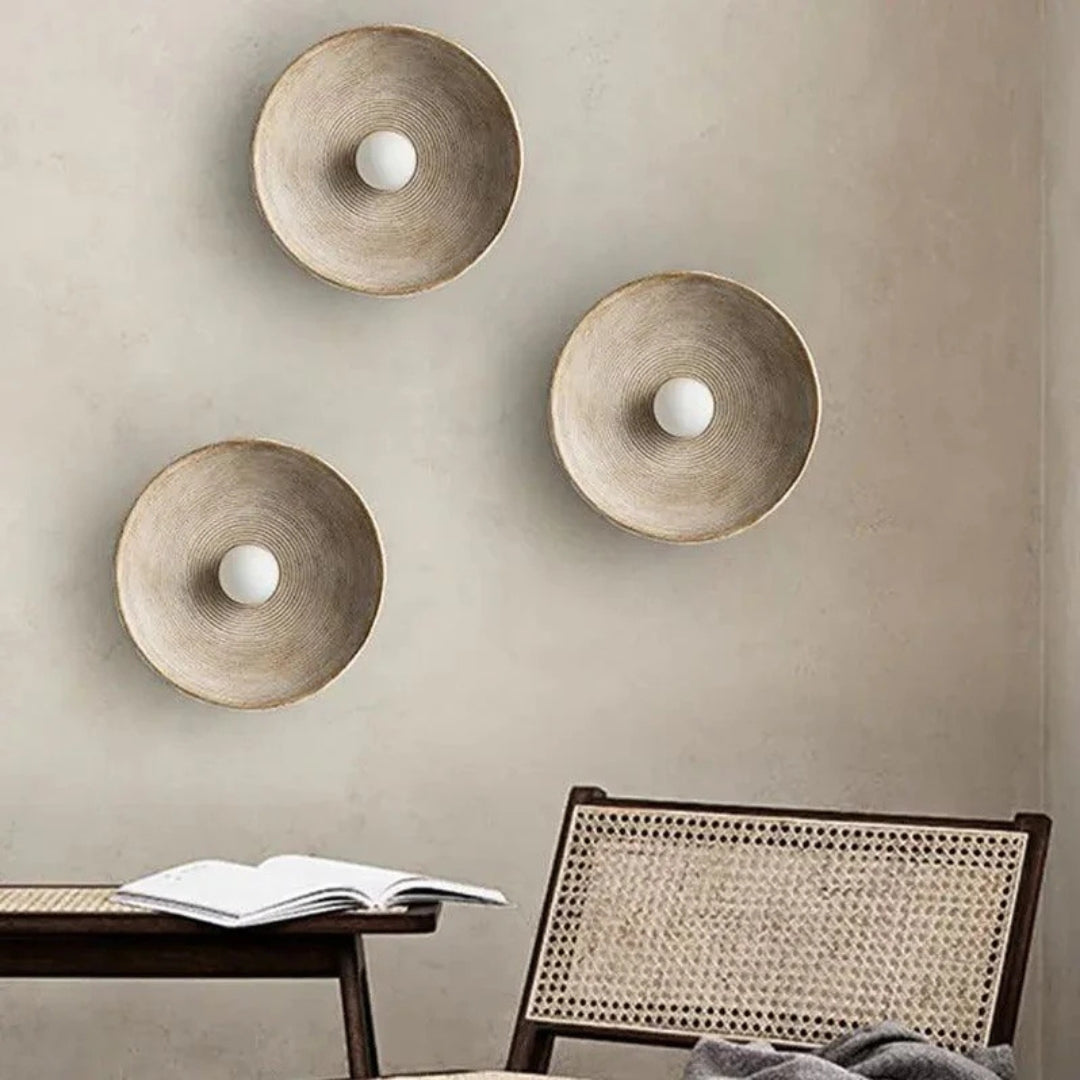 Enso Wall Lamp | Textured Pasta Resin, Japandi Design