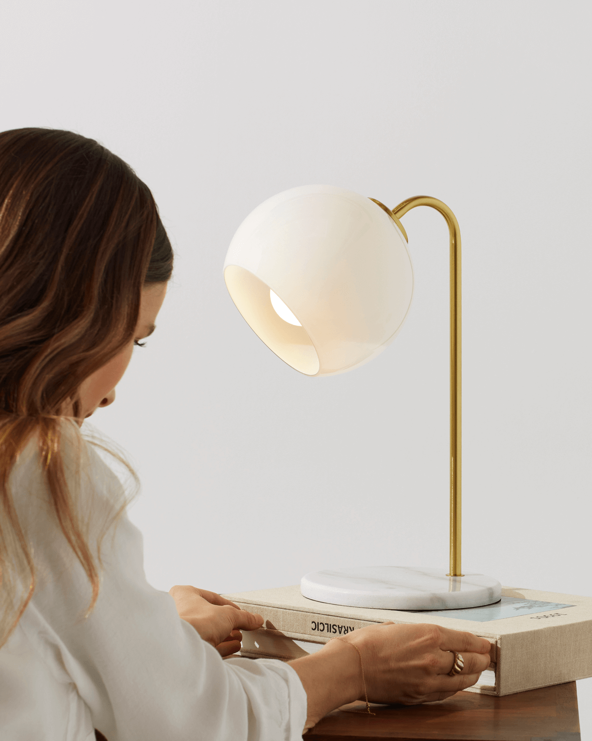 Kara Table Lamp | Frosted Glass Shade, Marble Base