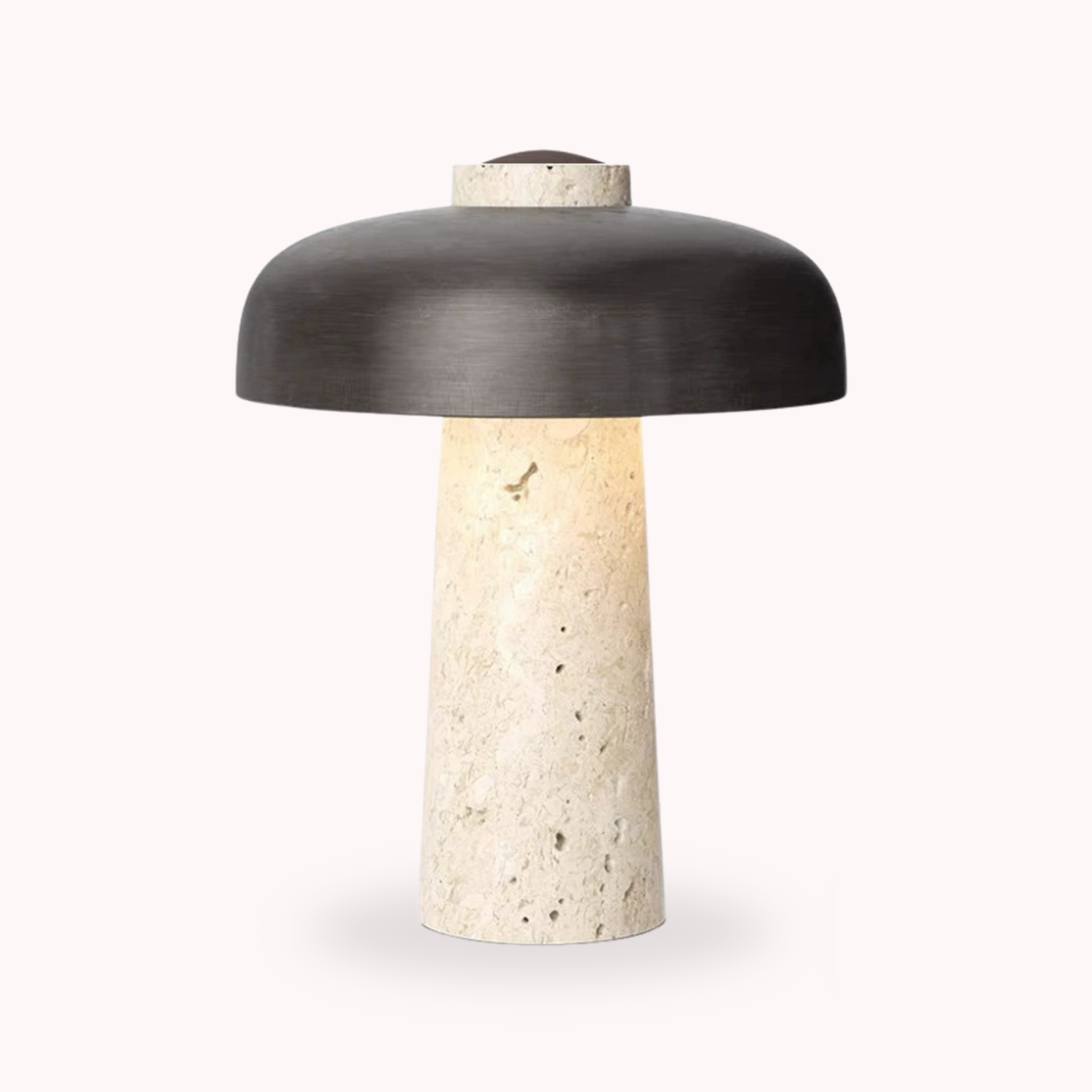 Eclipse – Black Modern Travertine Table Lamp with Touch Control - Cendre Home