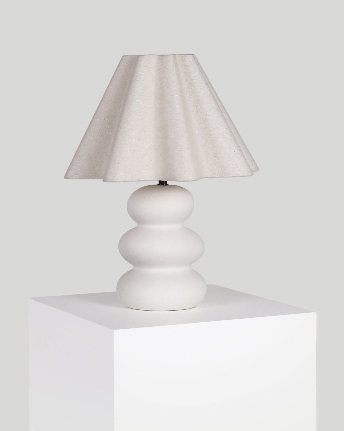 Kira Table Lamp | Ceramic Base, Fluted Linen Shade