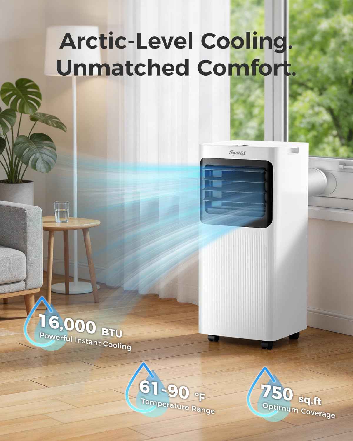 BreezePro 16,000 BTU Portable Air Conditioner 5-in-1 with WiFi Control