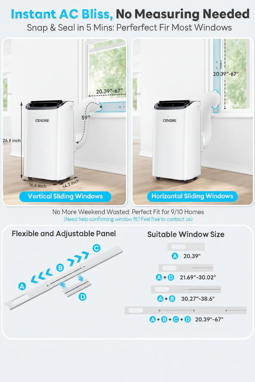 Cendre Smart Portable Air Conditioner 14,000 BTU, WiFi & Remote Control