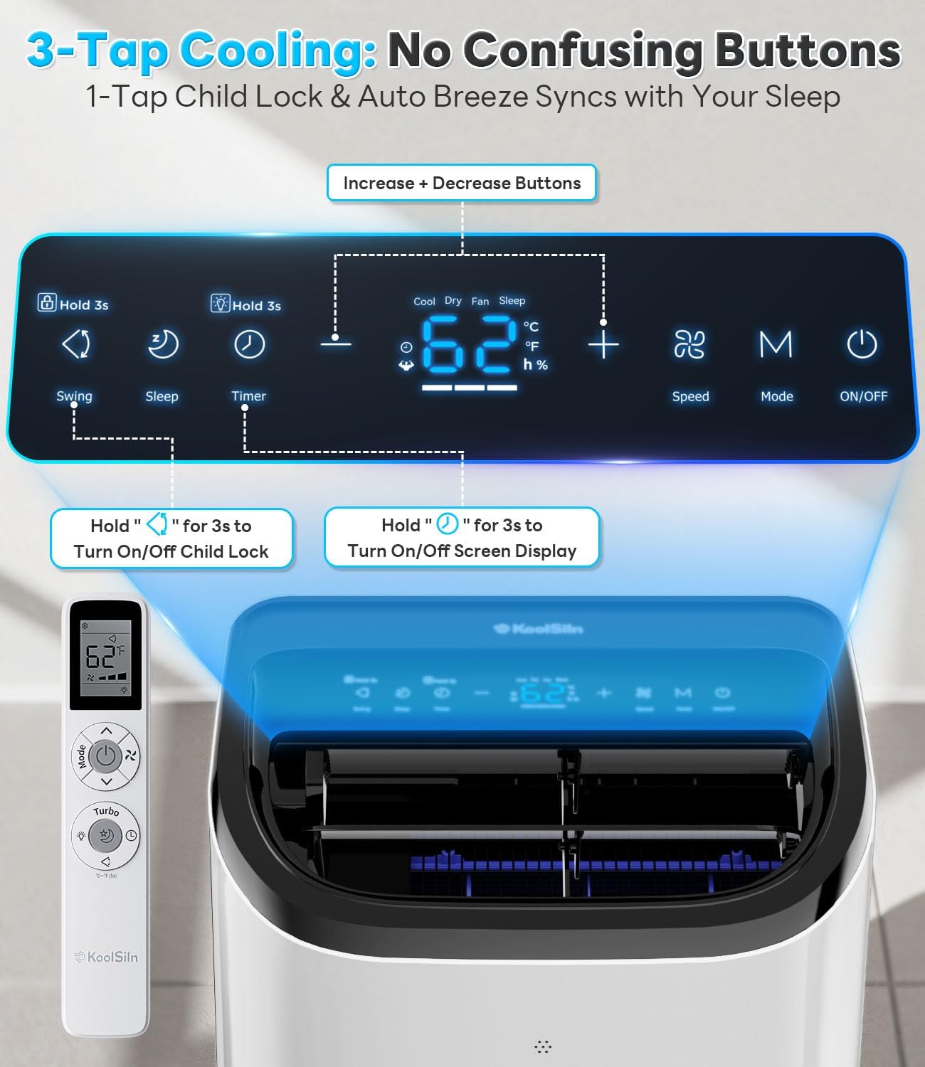 Cendre Max Portable Air Conditioner 12,000 BTU for 550 Sq.Ft, Quiet