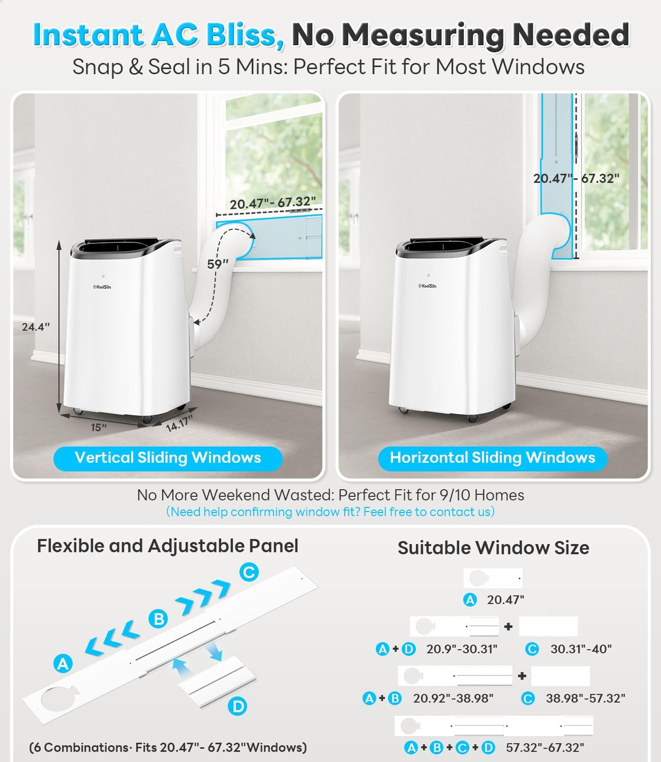 Cendre Max Portable Air Conditioner 12,000 BTU for 550 Sq.Ft, Quiet