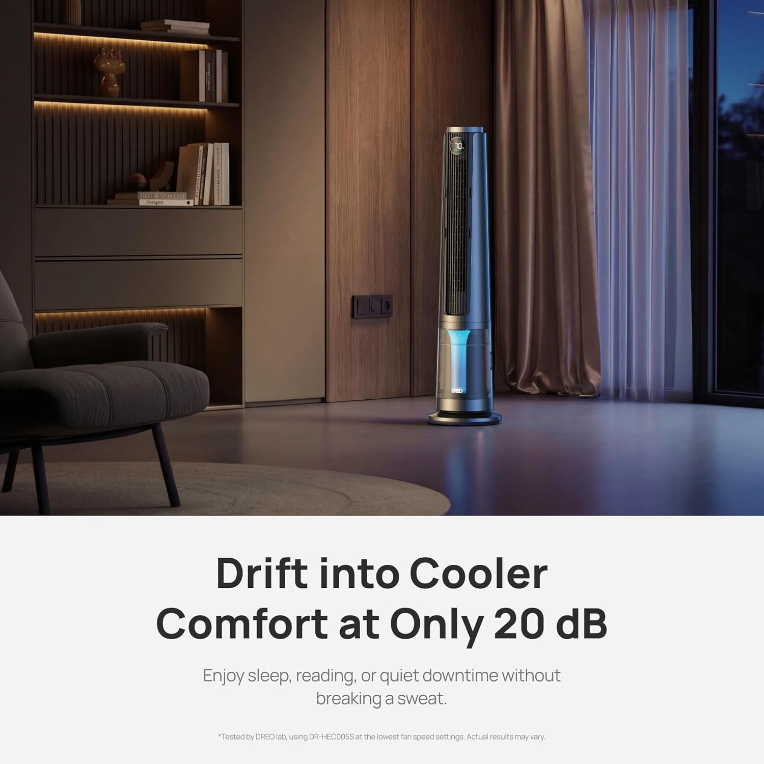 Breezy TurboCool Misting Fan 10°F Cooling, 34ft/s Airflow, 20 dB Quiet