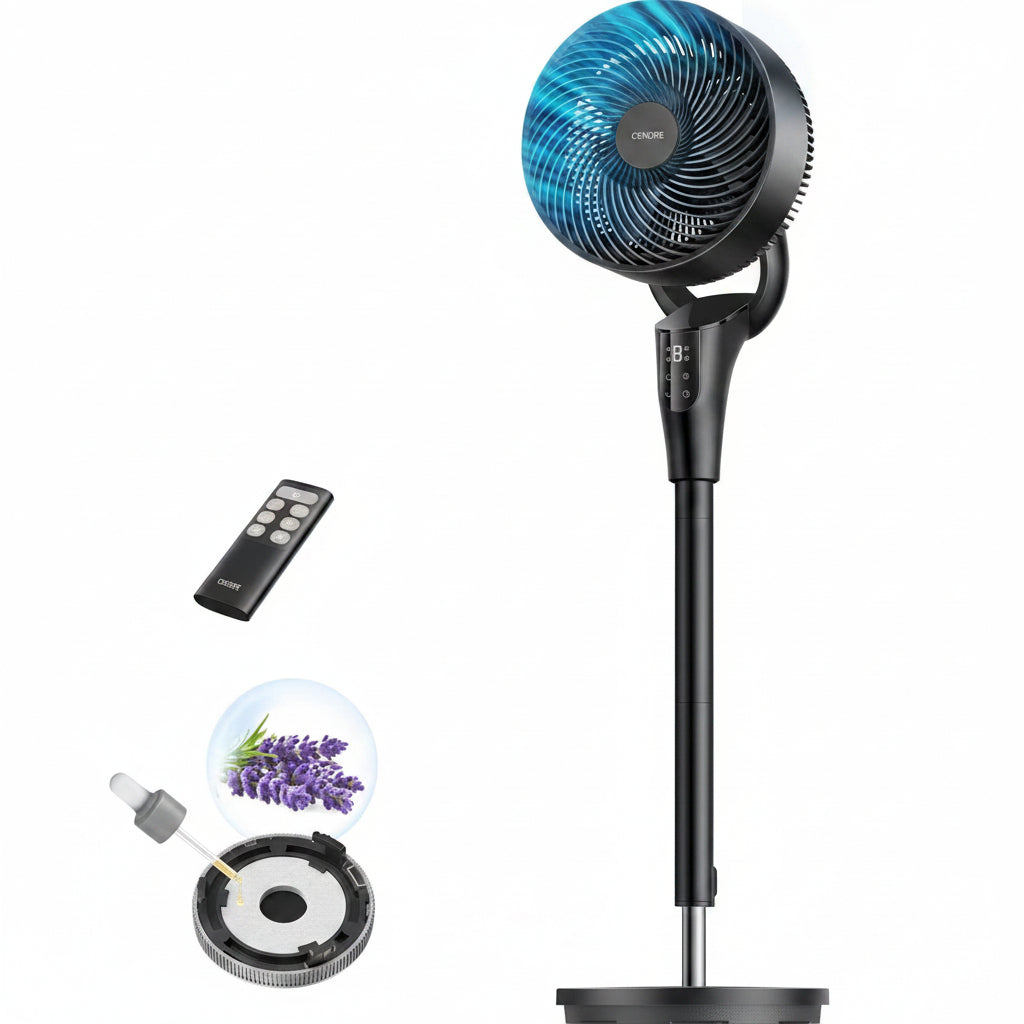 BreezeMax Oscillating Fan 90° Tilt, 20dB Quiet, 8 Speeds