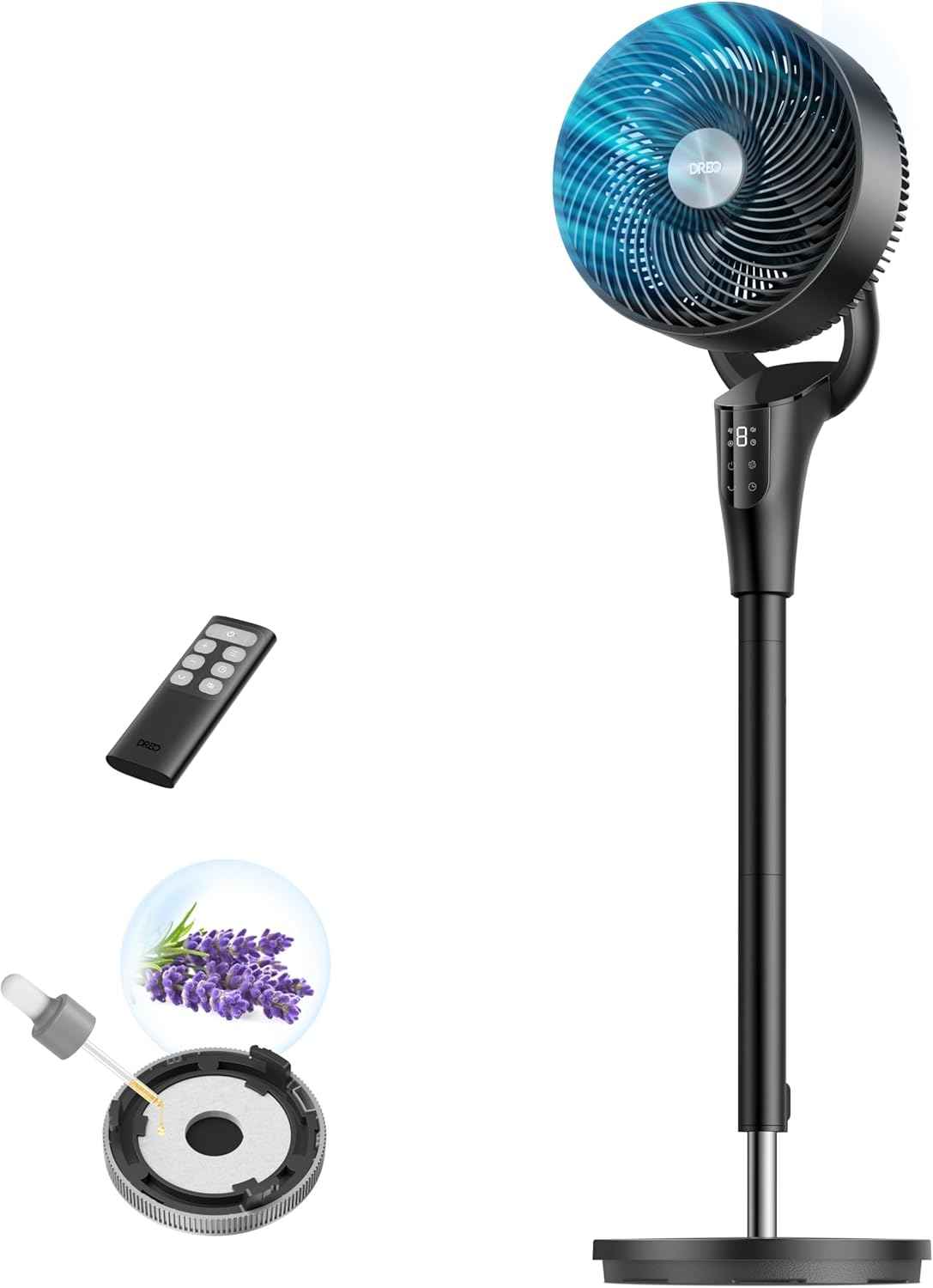 BreezeMax Oscillating Fan 90° Tilt, 20dB Quiet, 8 Speeds