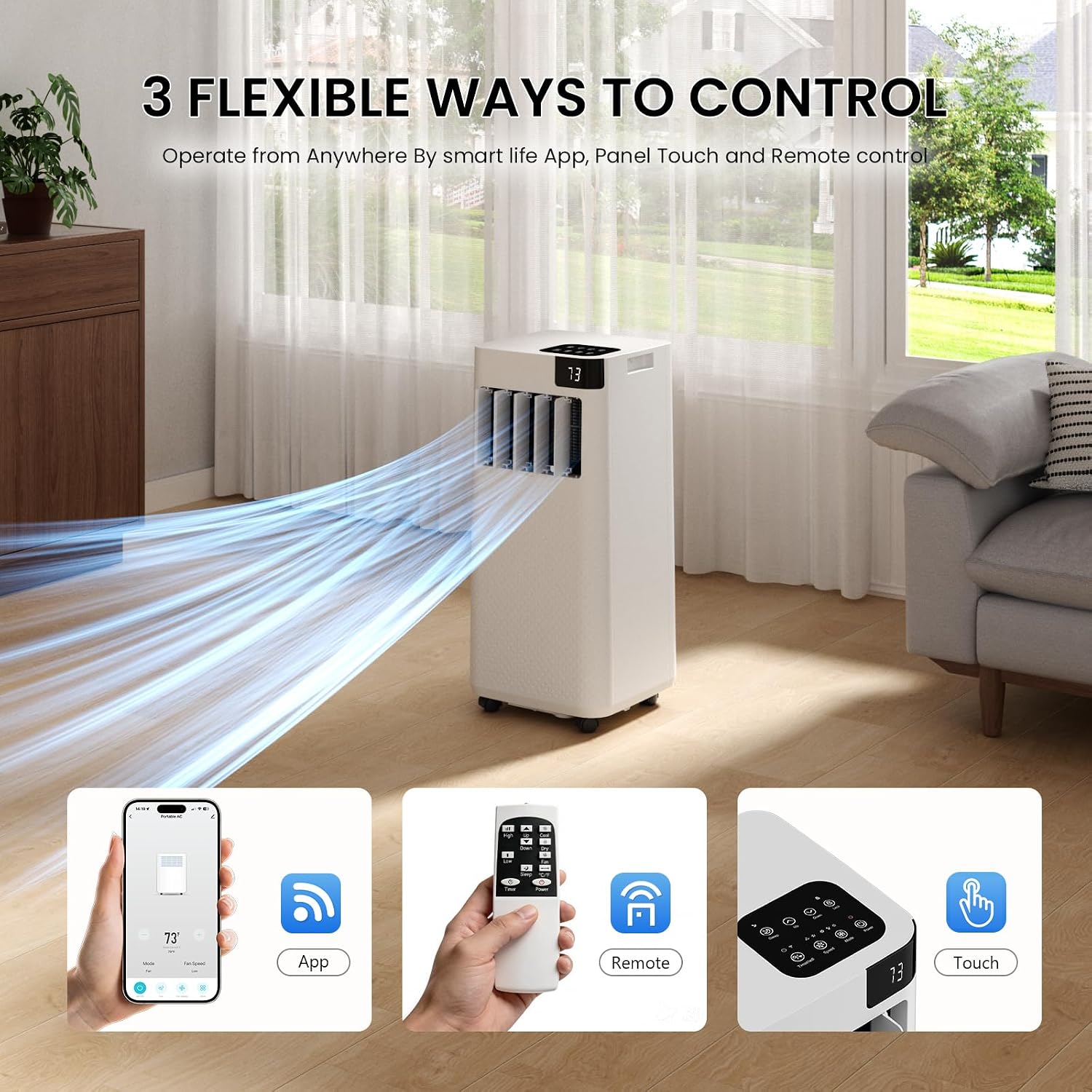 Augsmile 16000 BTU Portable Air Conditioner with WiFi – 5-in-1 Smart AC Unit