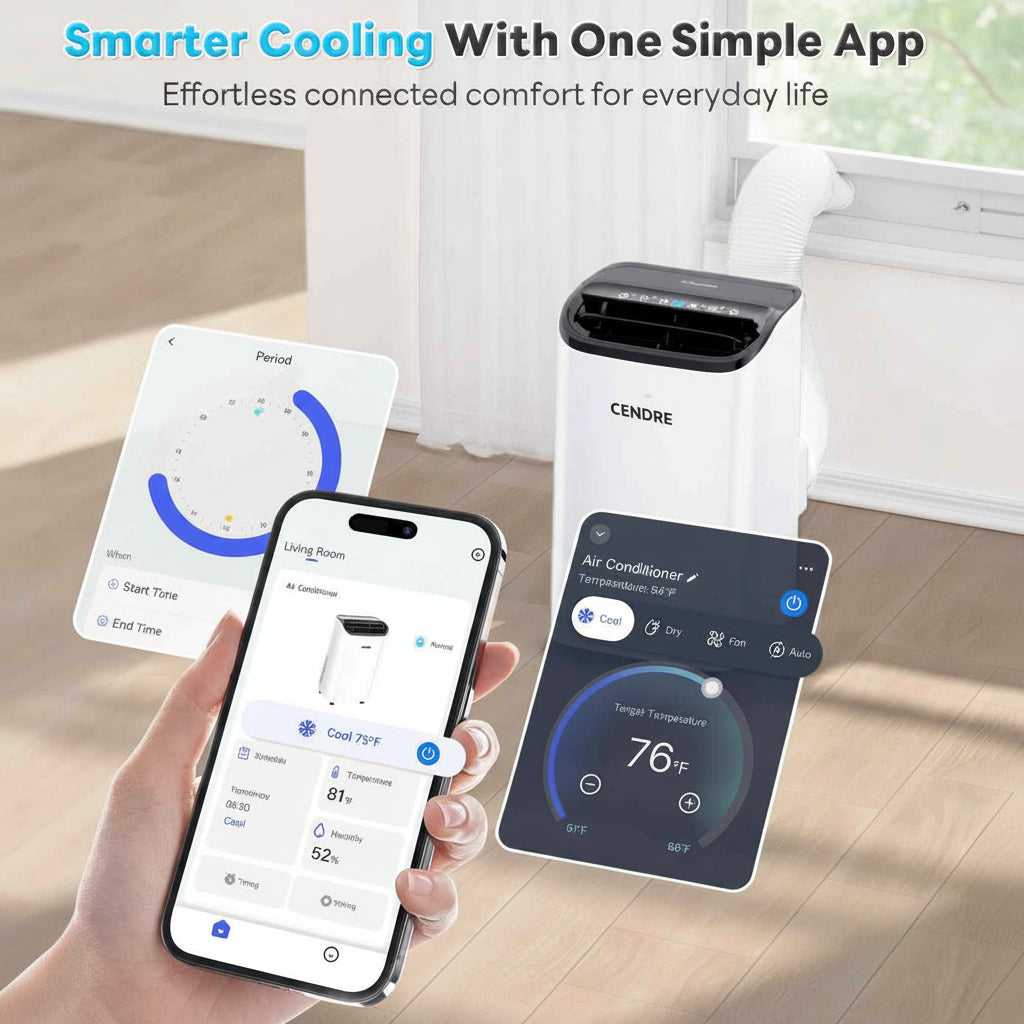 Cendre Smart Portable Air Conditioner 14,000 BTU, WiFi & Remote Control
