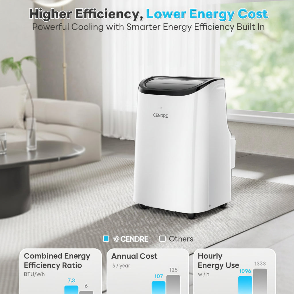 Cendre Max Portable Air Conditioner 12,000 BTU for 550 Sq.Ft, Quiet