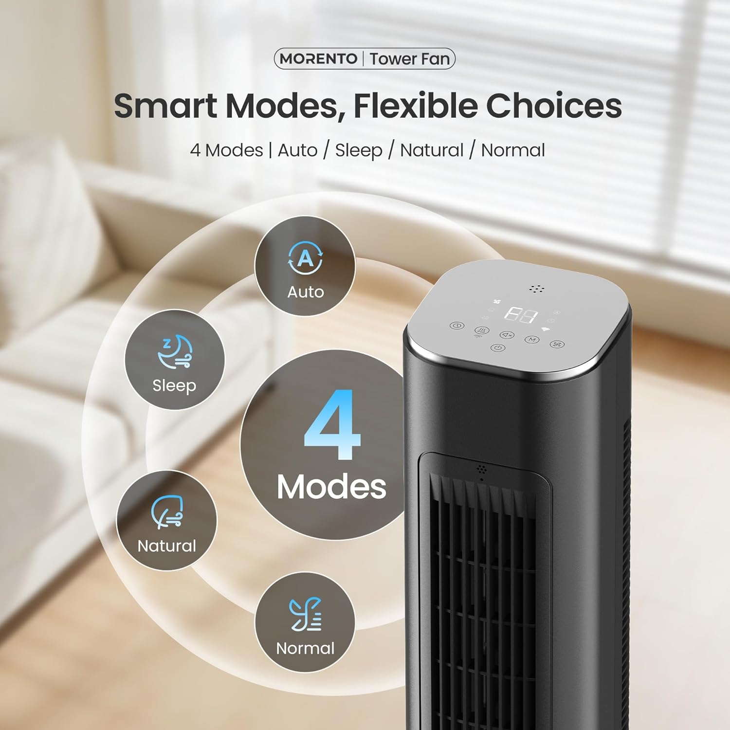 Cendre Smart Tower Fan | WiFi, Alexa & Google, 25dB Quiet, 90° Oscillation
