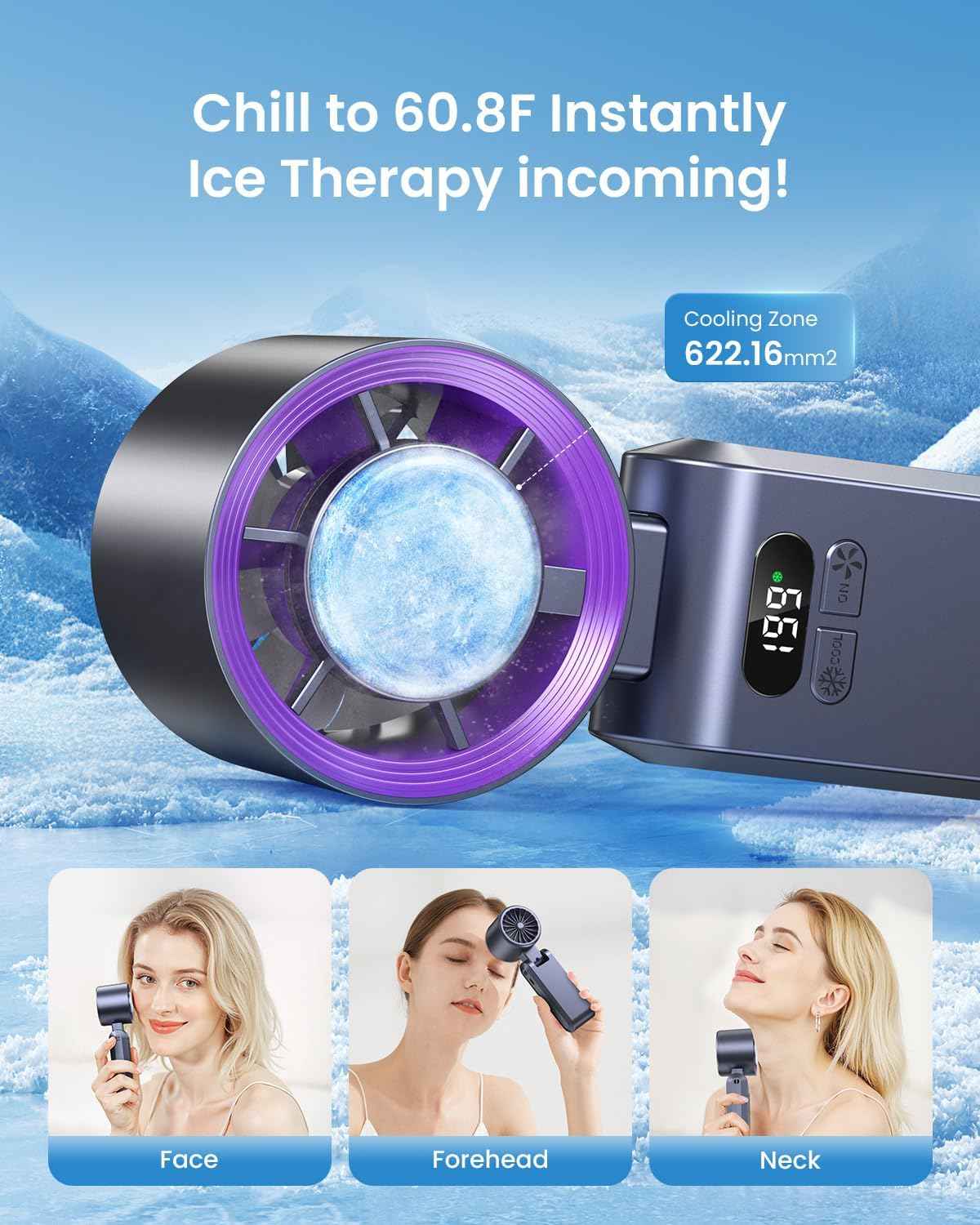 Cendre Turbo Fan Handheld Portable with Ice Cooler, 20000 RPM