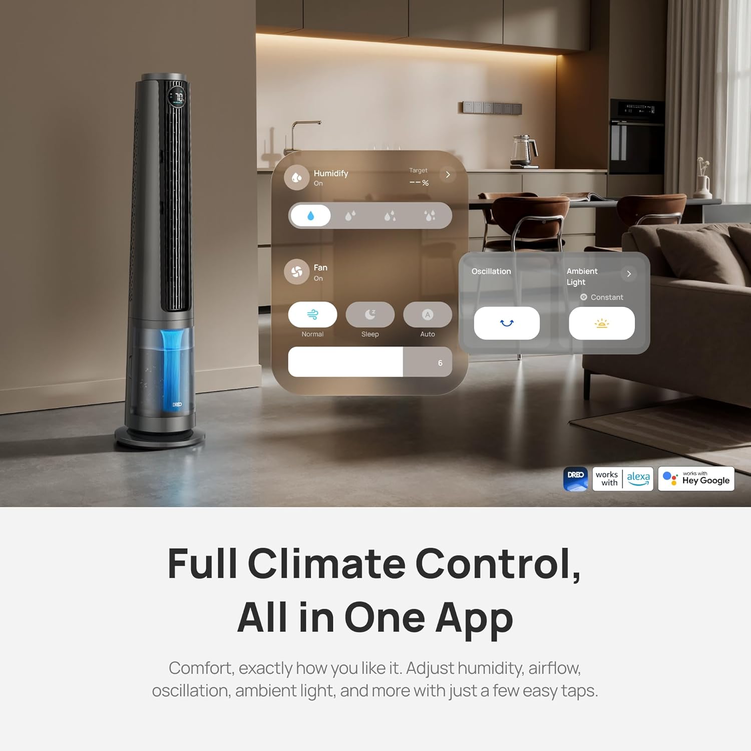 Breezy TurboCool Misting Fan 10°F Cooling, 34ft/s Airflow, 20 dB Quiet