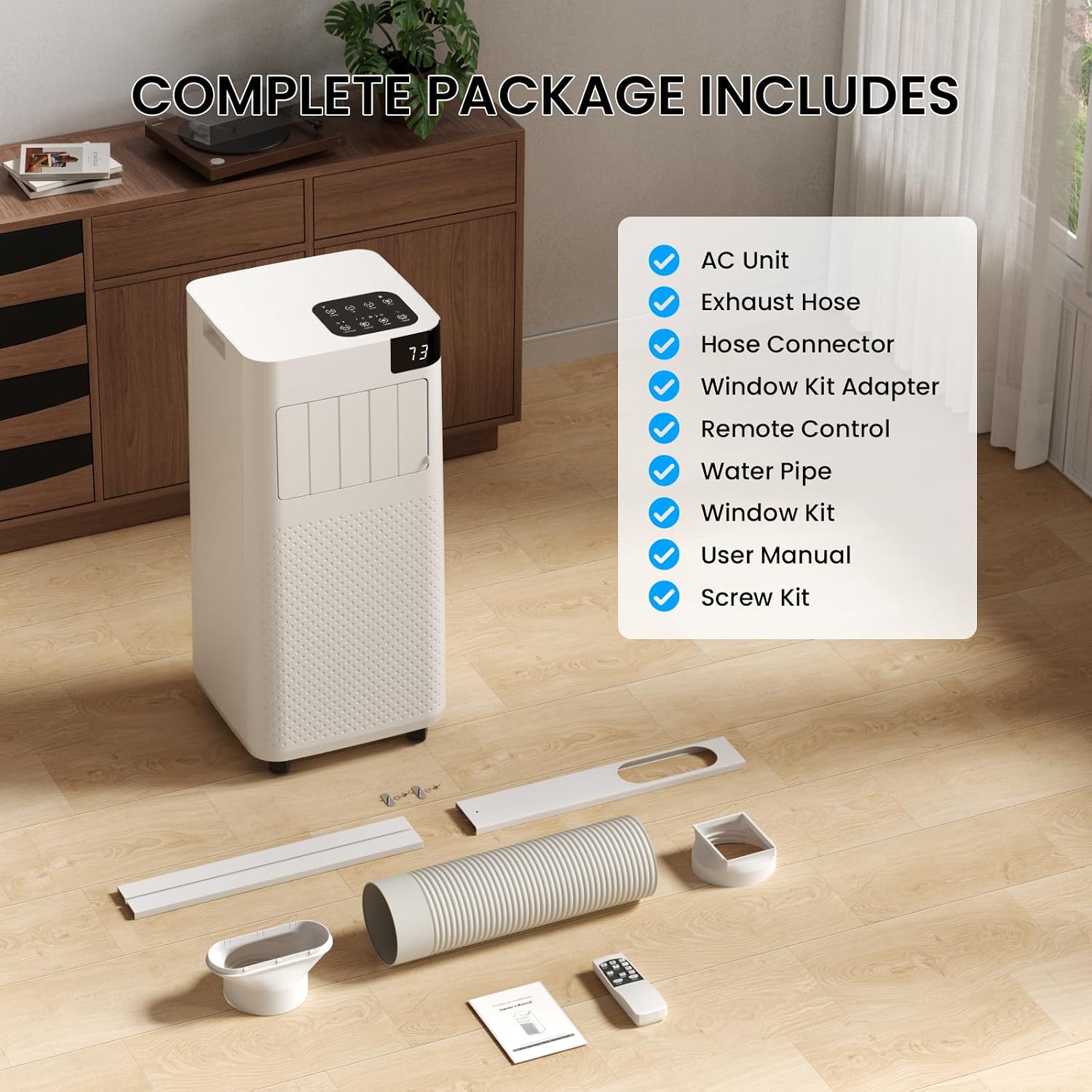 Augsmile 16000 BTU Portable Air Conditioner with WiFi – 5-in-1 Smart AC Unit