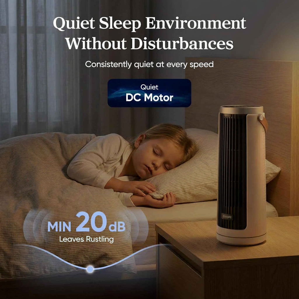 Breezy Tower Fan  Quiet 5-Speed Oscillating with Remote