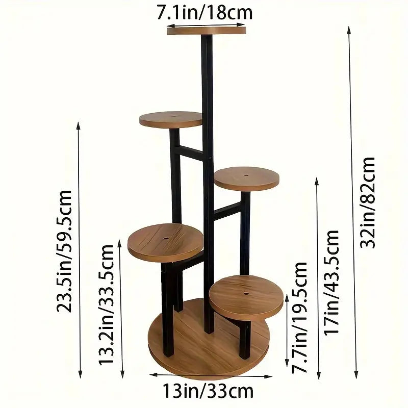 Bela 6-Tier Plant Stand | Solid Wood, Modern Round Design