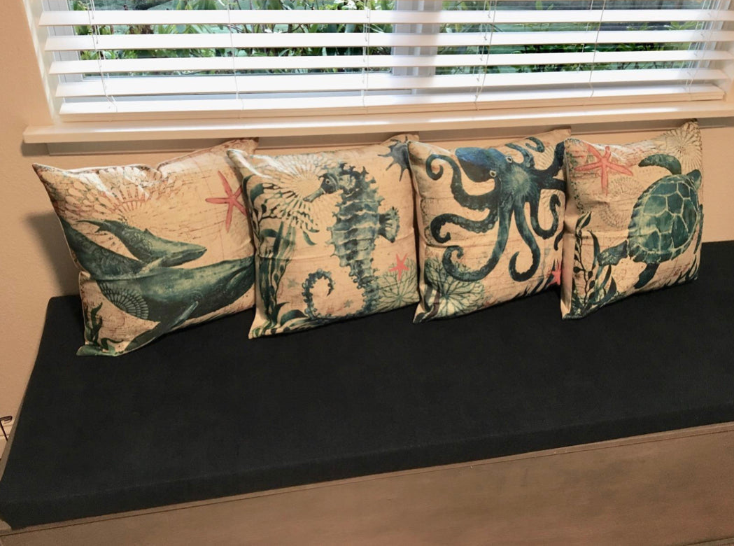 Mira Luxe Sierkussen | Zeeleven Motief, Zachte & Duurzame Stof 45x45