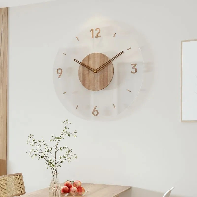 Belo Wall Clock | Silent Quartz, Wood & Acrylic Design
