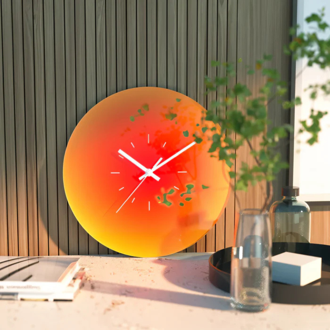Bela Glass Wall Clock | Modern Gradient Design, Silent Quartz Movement