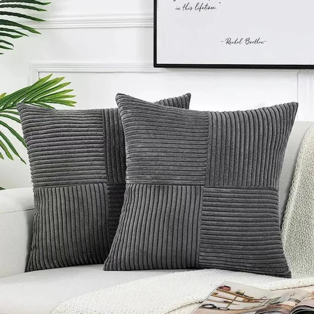 Bello Corduroy Cushion Covers | Soft Striped Texture, Invisible Zipper