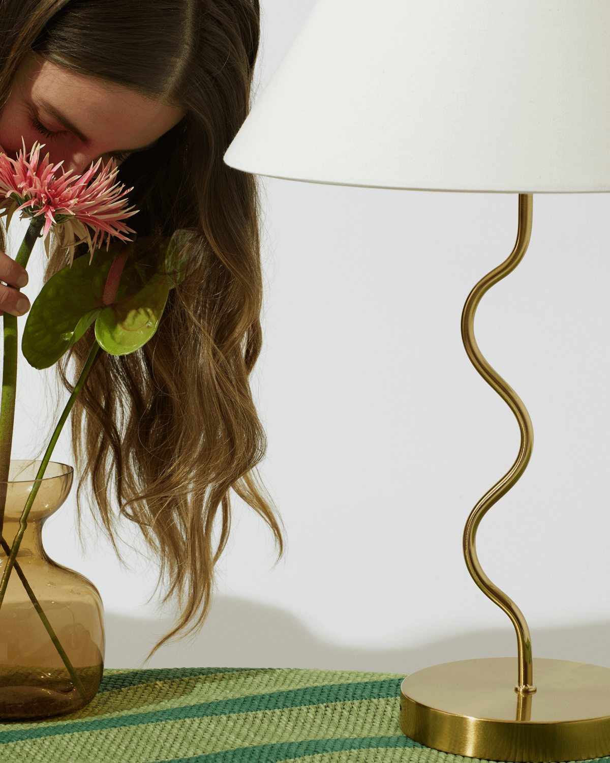 Sway Table Lamp | White Fabric Shade, Playful Zig Zag Base