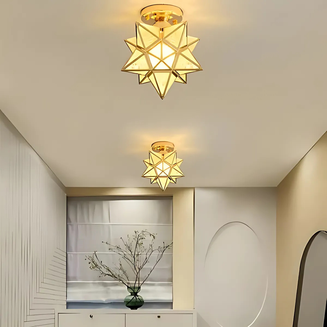 Xelio LED Ceiling Lamp | Geometric Star Design, Soft Ambient Glow