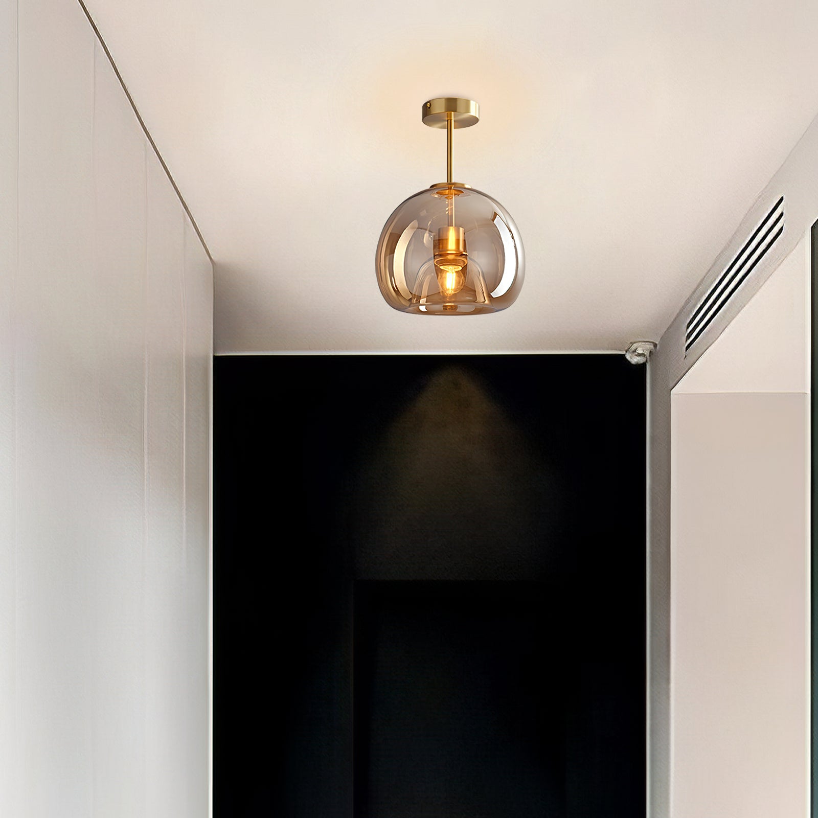 Bela Ceiling Light | Vintage Amber Bubble Glass Shade