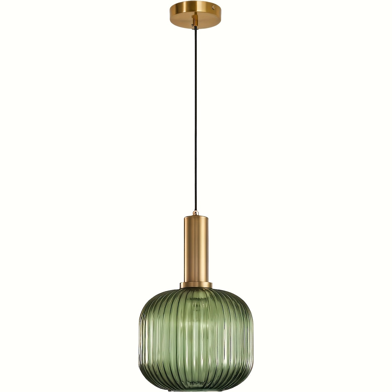 Brio Glass Pendant Light | Ribbed Shade, Polished Brass Finish