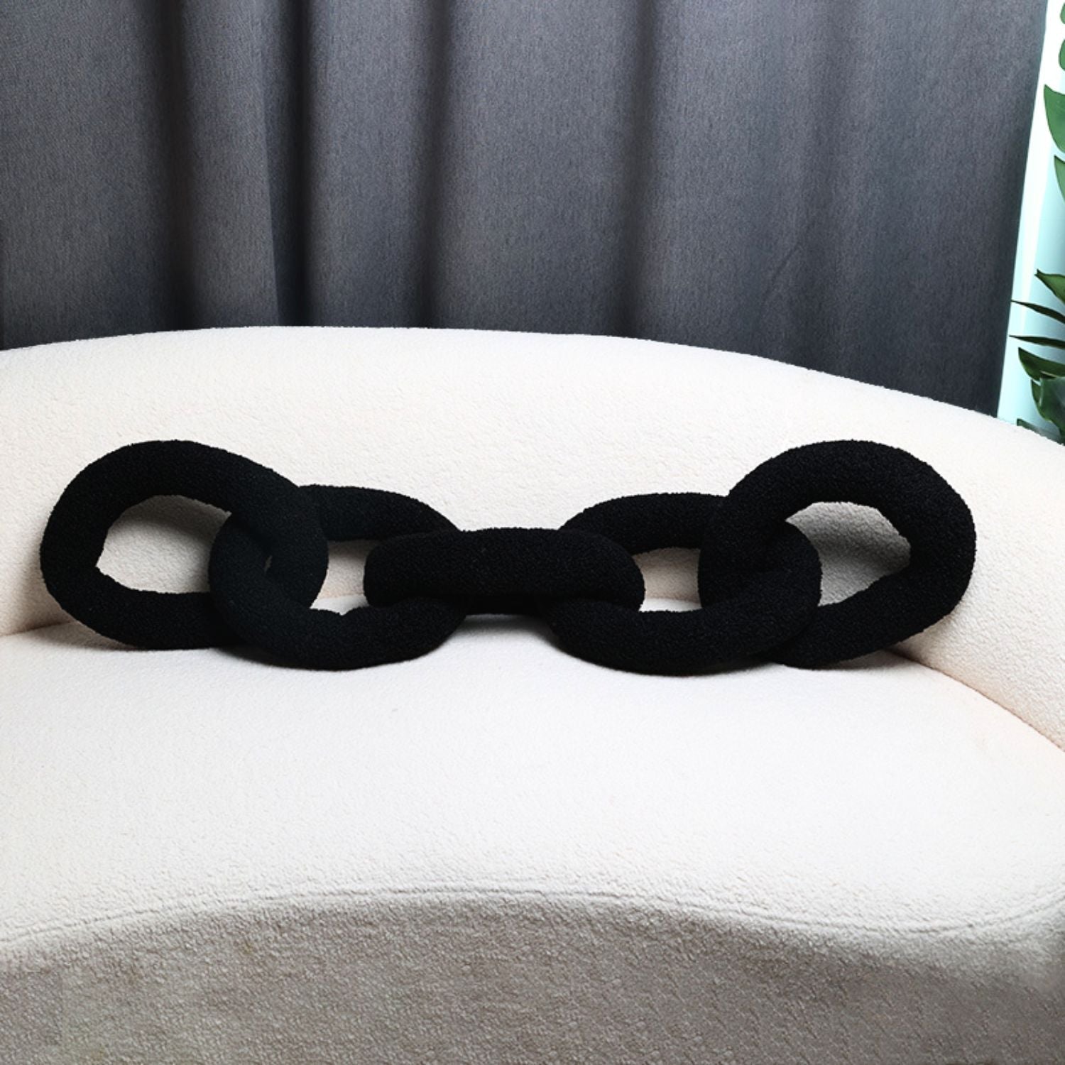 Bela Chain Cushion | Soft Black Design, Modern Nordic Style
