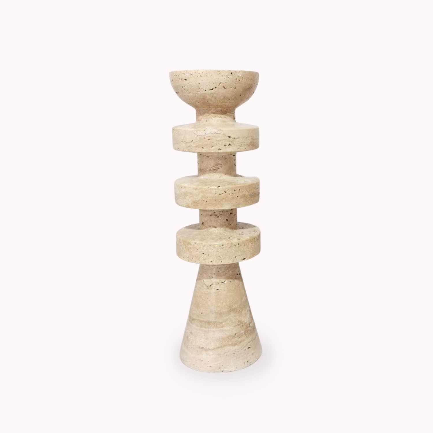 Alfil Candelabrum | Elegant Travertine Candle Holder