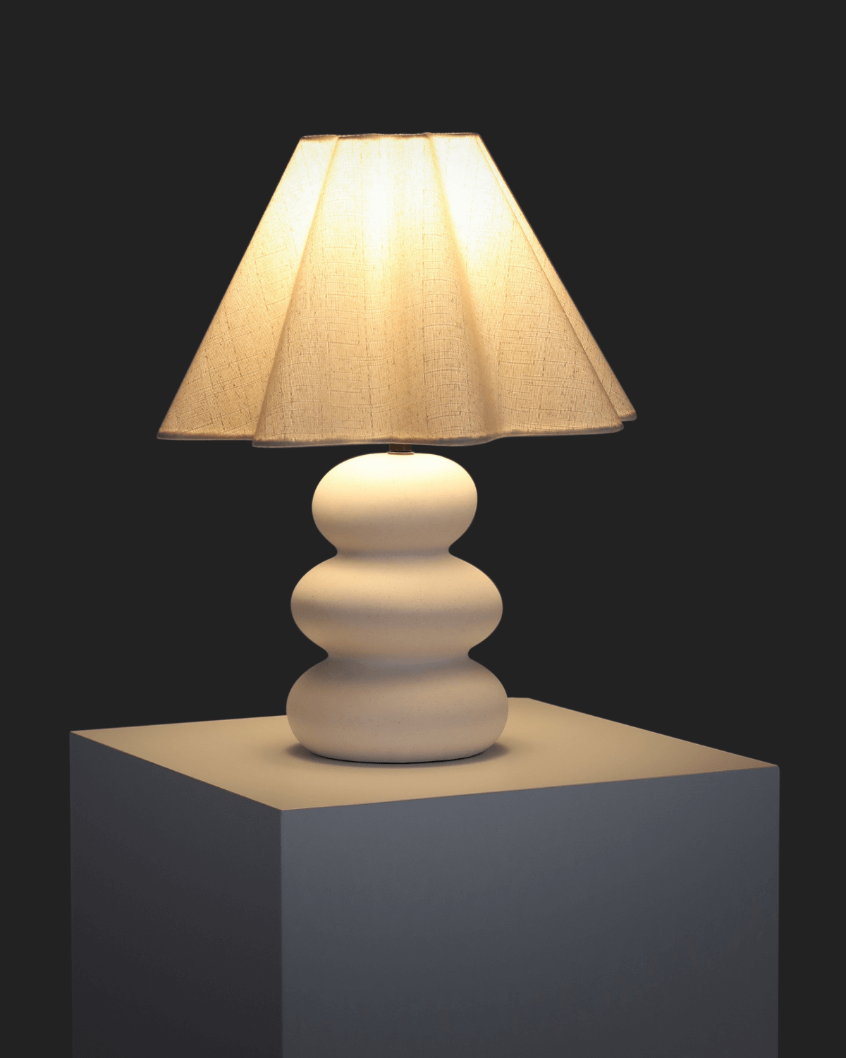Kira Table Lamp | Ceramic Base, Fluted Linen Shade