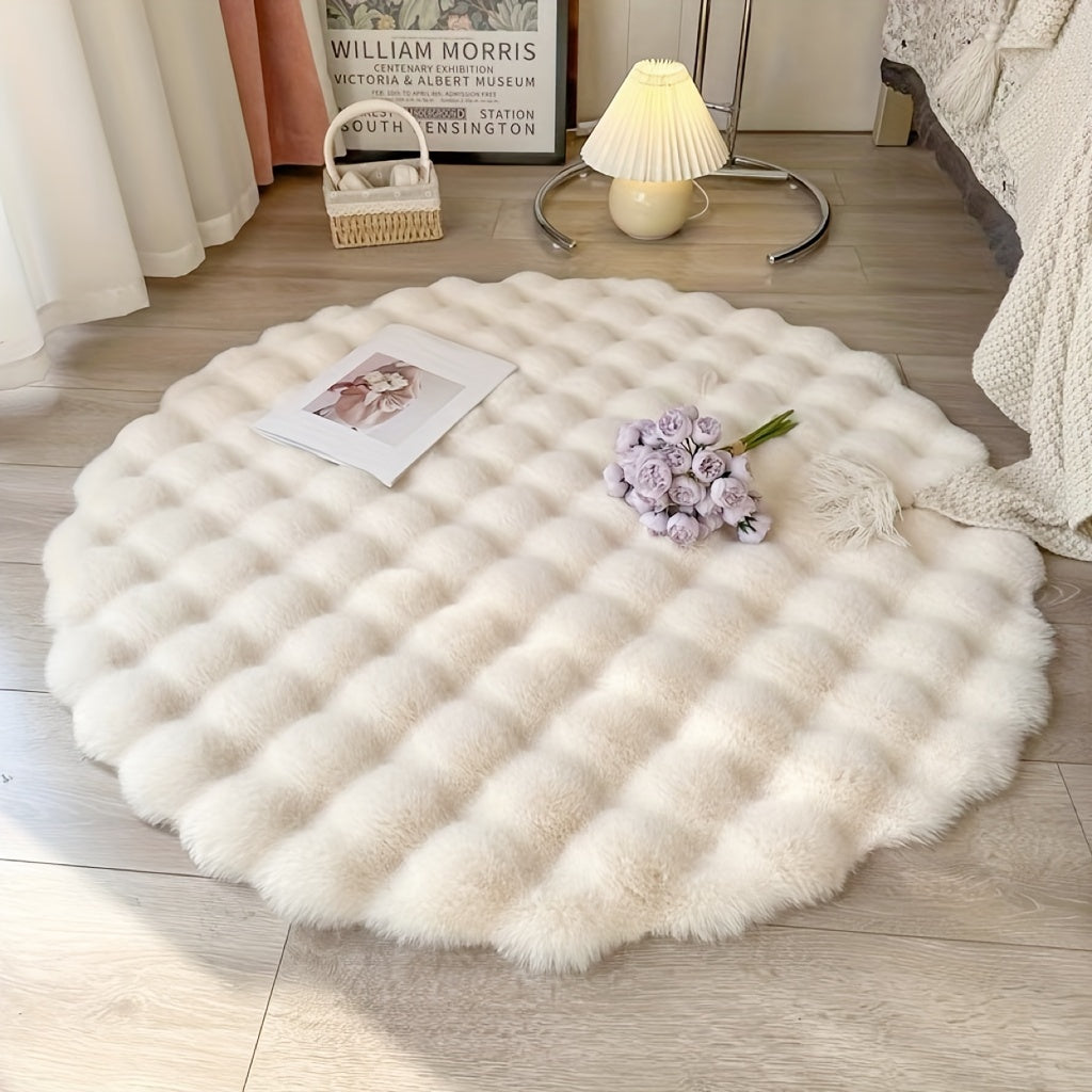 Belo Round Bubble Rug | Ultra-Soft Fleece, Easy to Clean